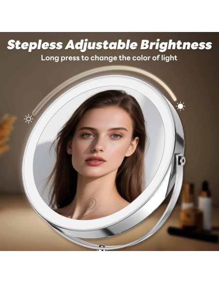 Espejo de Maquillaje Iluminado DYETUNY 10x/1x Ajustable Espejo de Maquillaje Iluminado DYETUNY 10x/1x Ajustable