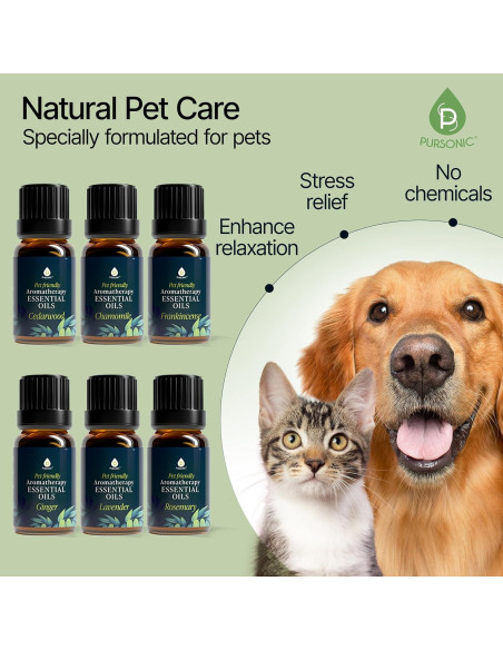 Aceites Esenciales de Aromaterapia para Mascotas PURSONIC - 6 Unidades Aceites Esenciales de Aromaterapia para Mascotas PURSONIC - 6 Unidades