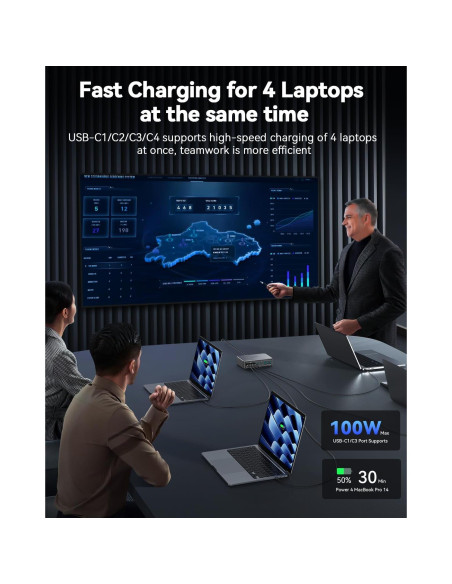 Cargador USB C Rocoren 480W 10 Puertos Carga Rápida Cargador USB C Rocoren 480W 10 Puertos Carga Rápida