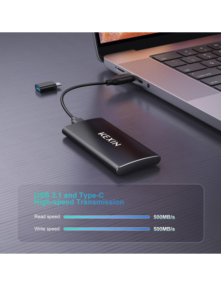 KEXIN SSD Externo 256GB USB 3.1 Tipo-C Portátil Rápido KEXIN SSD Externo 256GB USB 3.1 Tipo-C Portátil Rápido