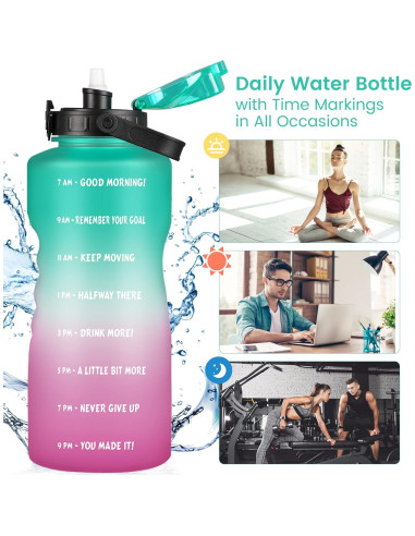 Botella de Agua ZOMAKE 3.78 L con Pajilla y Marcador de Tiempo