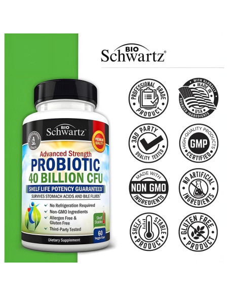 Suplemento Probiotico Diario BioSchwartz 40 Mil Millones CFU 60 Cápsulas Suplemento Probiotico Diario BioSchwartz 40 Mil Millones CFU 60 Cápsulas