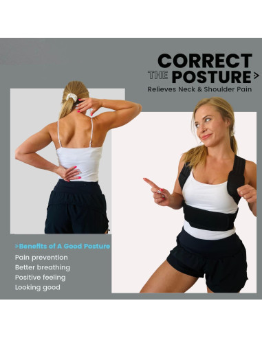 Corrector de Postura Sporth Unisex Ajustable Mediano Alivio Dolor