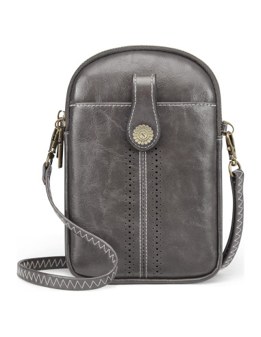 Bolsa Cruzada S-ZONE para Mujeres con Bloqueo RFID - Gris Oscuro