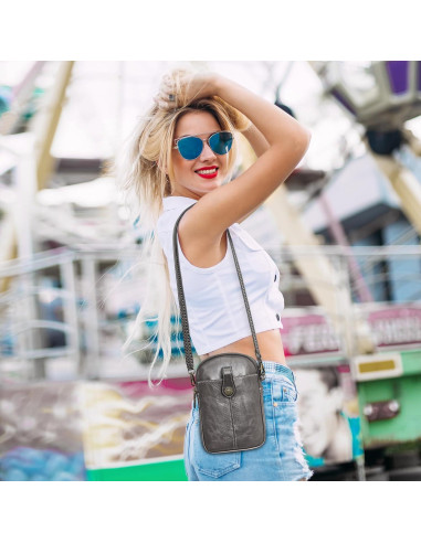 Bolsa Cruzada S-ZONE para Mujeres con Bloqueo RFID - Gris Oscuro