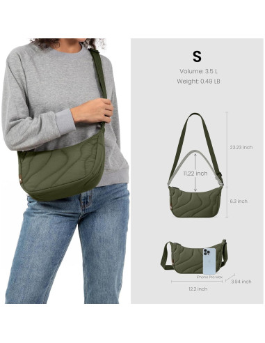 Bolsa Cruzada Acolchada tomtoc 3.5L Verde para Mujeres