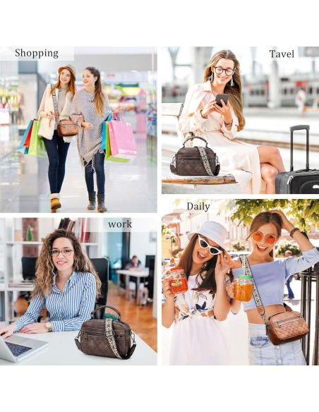 Bolso Cruzado de Cuero Vegano AGLOD para Mujeres - Café Bolso Cruzado de Cuero Vegano AGLOD para Mujeres - Café