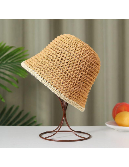 Sombrero de Paja Natural con Protección Solar Talla Única Caqui Sombrero de Paja Natural con Protección Solar Talla Única Caqui