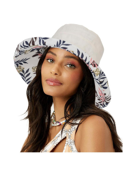 Sombrero de Sol Plegable Reversible Mujer Protección UV Beige Floral Sombrero de Sol Plegable Reversible Mujer Protección UV Beige Floral