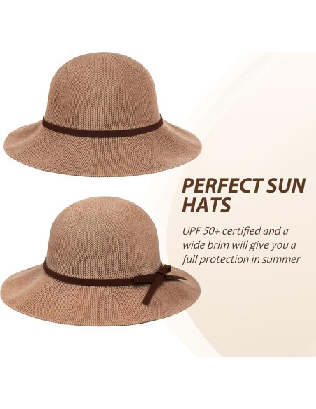 Sombrero de Playa Plegable para Mujeres UPF 50+ Caqui Sombrero de Playa Plegable para Mujeres UPF 50+ Caqui
