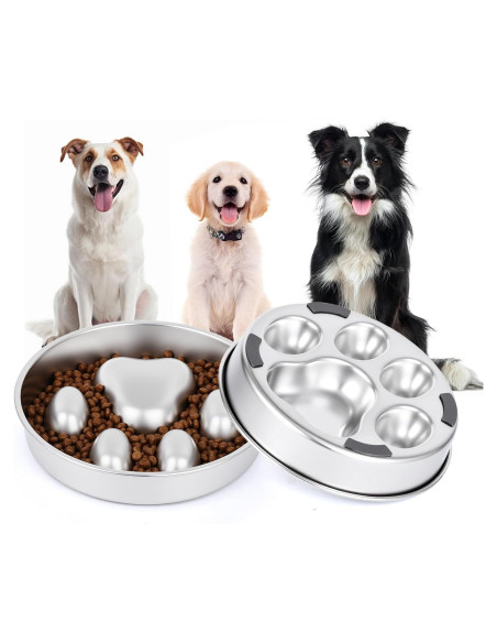Cuenco de Alimentación Lenta para Perros GLYVIAN 2 Tazas Acero Inoxidable Cuenco de Alimentación Lenta para Perros GLYVIAN 2 Tazas Acero Inoxidable