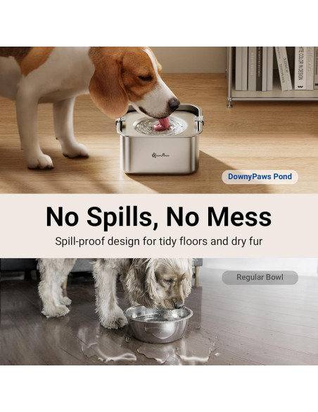 Cuenco de Agua Sin Derrames DownyPaws 3L Acero Inoxidable Cuenco de Agua Sin Derrames DownyPaws 3L Acero Inoxidable