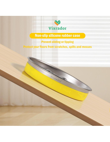 Cuenco de Alimentación Lenta Vixrador Amarillo 2 Tazas Acero Inoxidable