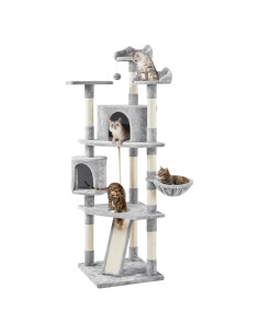 Árbol para Gatos Yaheetech 200 cm 5 Niveles con Rascador