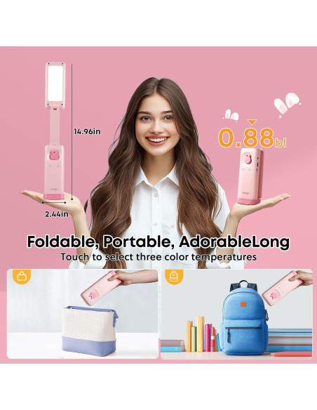 Lámpara de Escritorio LED Plegable VAVOFO Rosa 6000mAh 3 Modos Lámpara de Escritorio LED Plegable VAVOFO Rosa 6000mAh 3 Modos