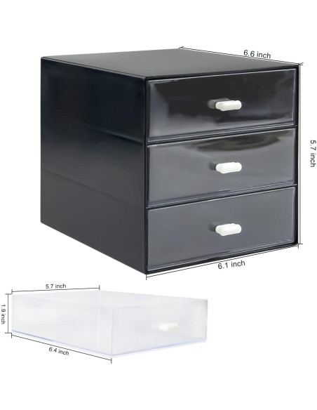 Organizador de Escritorio Zuiaso Negro 3 Cajones ABS Organizador de Escritorio Zuiaso Negro 3 Cajones ABS
