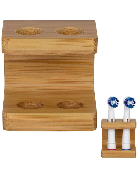 Soporte de Bambú para Cabezas de Cepillo de Dientes Tookie - 2 Ranuras Soporte de Bambú para Cabezas de Cepillo de Dientes Tookie - 2 Ranuras