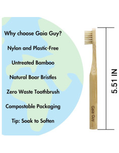 Cepillo de Dientes de Bambú Gaia Guy para Niños - 6 Unidades 2