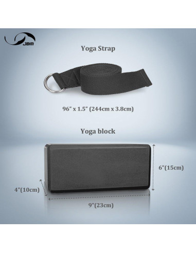 Bloques de Yoga JBM 2 Piezas Corcho y Correa 2.44m