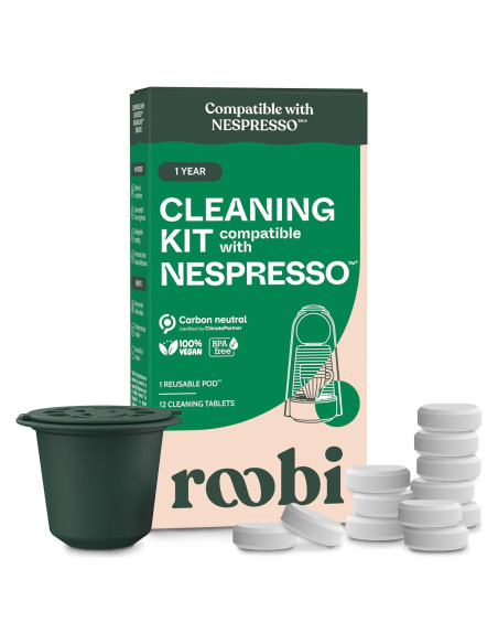 Cápsulas de limpieza Roobi para Nespresso - 12 tabletas + 1 reutilizable Cápsulas de limpieza Roobi para Nespresso - 12 tabletas + 1 reutilizable