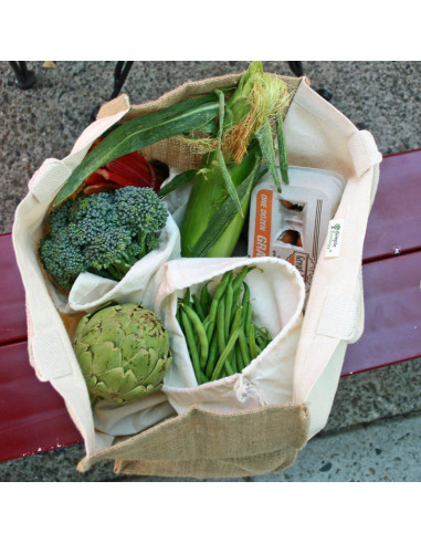 Juego de 6 Bolsas Reutilizables Simple Ecology - Algodón y Yute