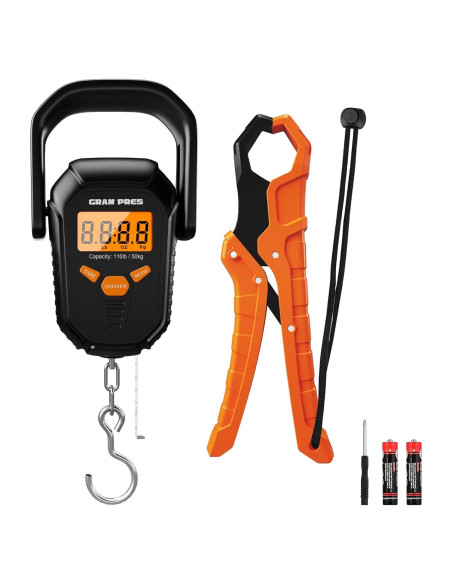 Báscula Digital de Pesca GRAM PRES 50kg con Regla y Gancho Báscula Digital de Pesca GRAM PRES 50kg con Regla y Gancho