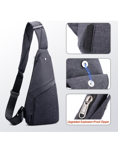 Bolsa Bandolera Antirrobo Ligera Gris Oscuro para Viajes