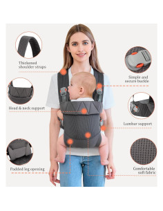 Portabebés Ergonómico IULONEE Gris Oscuro 3.2-20.4 kg 2