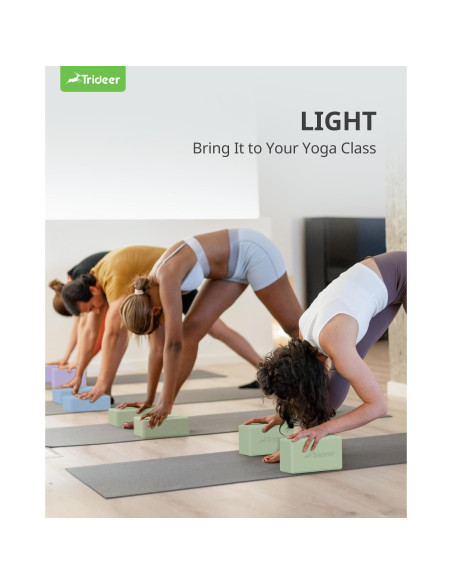 Bloques de Yoga Trideer 2 Pack Espuma Antideslizante Verde Bloques de Yoga Trideer 2 Pack Espuma Antideslizante Verde