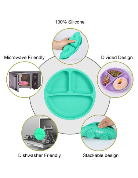 Platos Divididos de Silicona Cibeat para Niños - 3 Piezas Platos Divididos de Silicona Cibeat para Niños - 3 Piezas