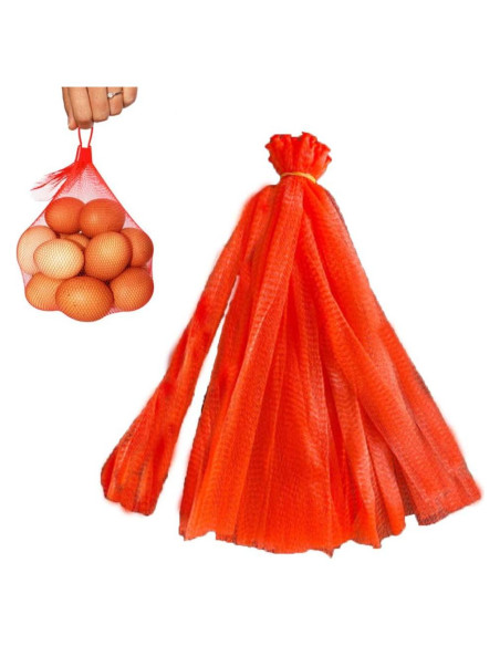 Paquete de 50 bolsas de red de nylon reutilizables 50.8 cm - Rojo Paquete de 50 bolsas de red de nylon reutilizables 50.8 cm - Rojo
