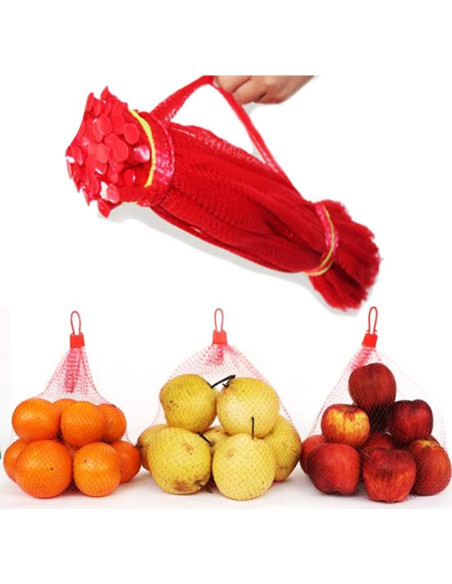 Paquete de 50 bolsas de red de nylon reutilizables 50.8 cm - Rojo Paquete de 50 bolsas de red de nylon reutilizables 50.8 cm - Rojo