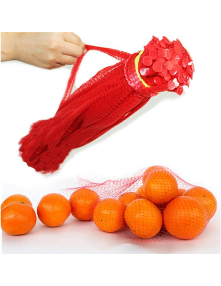 Paquete de 50 bolsas de red de nylon reutilizables 50.8 cm - Rojo Paquete de 50 bolsas de red de nylon reutilizables 50.8 cm - Rojo