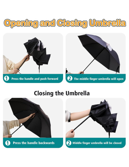 Paraguas Dedo Medio Seqiuay Plegable Impermeable 98 cm Paraguas Dedo Medio Seqiuay Plegable Impermeable 98 cm