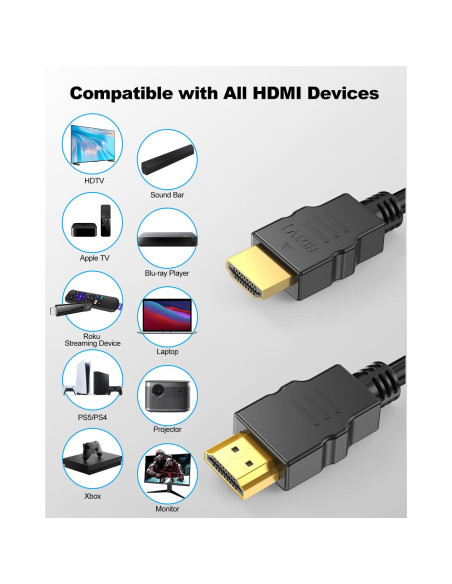 Cable HDMI 4K 1.83m DoroJepi 2-Pack Alta Velocidad Cable HDMI 4K 1.83m DoroJepi 2-Pack Alta Velocidad