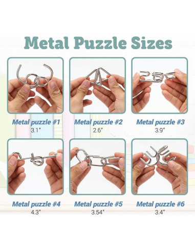 Rompecabezas de Metal y Madera LESONG 9 Piezas Educativos