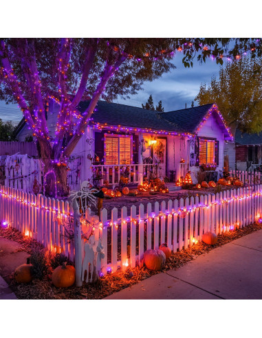 Luces Solares de Halloween JMEXSUSS Naranjas y Moradas 400 LED
