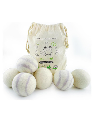 Bolas de Secadora de Lana Qingbei 100% Natural Rayas Grises - 6 Unidades