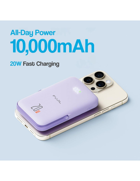 Banco de Poder Magnético 10,000mAh 20W USB-C con Soporte Metal Banco de Poder Magnético 10,000mAh 20W USB-C con Soporte Metal