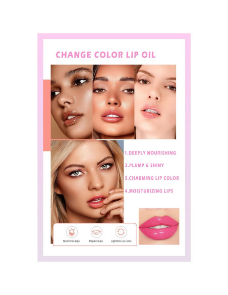 Aceite Labial Mágico Ginaday 2 Pcs Hidratante Color Cambiante Aceite Labial Mágico Ginaday 2 Pcs Hidratante Color Cambiante