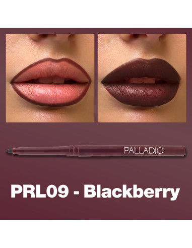 Lápiz Labial Retráctil Impermeable Palladio Mora Negra 15.24cm