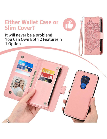 Funda Asuwish Oro Rosa para Moto G Play 2021 con Cartera y Soporte Funda Asuwish Oro Rosa para Moto G Play 2021 con Cartera y Soporte
