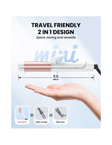 Plancha de Rizos Dual Mooqlizz 1.25" Cerámica Viaje