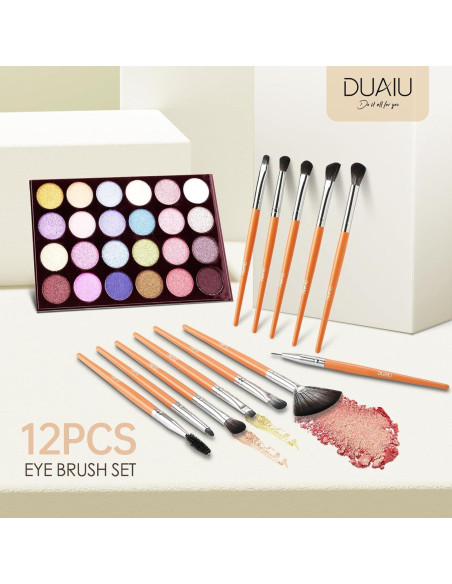 Conjunto de Brochas de Maquillaje para Ojos DUAIU 12Pcs Conjunto de Brochas de Maquillaje para Ojos DUAIU 12Pcs