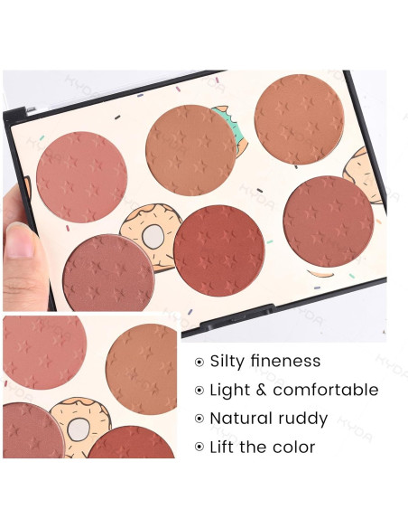 Paleta de Rubor KYDA 6 Colores Mate y Brillantes 20.1g Paleta de Rubor KYDA 6 Colores Mate y Brillantes 20.1g