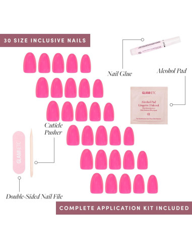 Kit de Uñas Postizas Glamnetic - Rosa Brillante y Oro