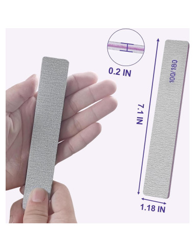 Limas de Uñas HomeyEra 12 Pcs 100/180 Grit Doble Cara