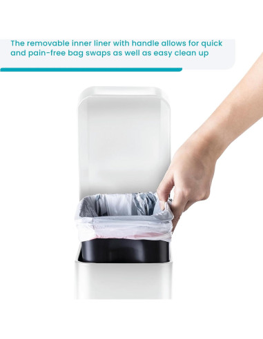 Basurero de Baño Home Zone Living 5L Acero Inoxidable Blanco