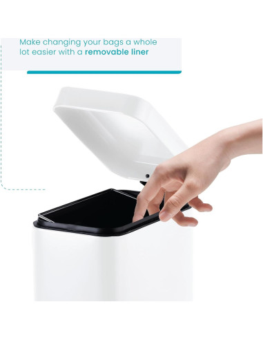 Basurero de Baño Home Zone Living 5L Acero Inoxidable Blanco