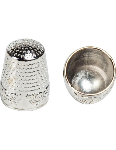 Dedales de Costura AXEN 4 Piezas Metal Plata, Protección Dedo